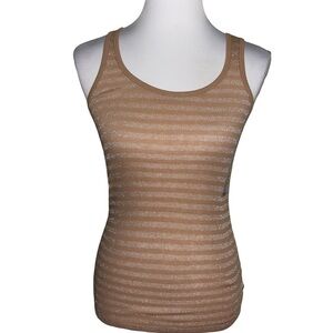 Old Navy Tan and White Striped Tank Top